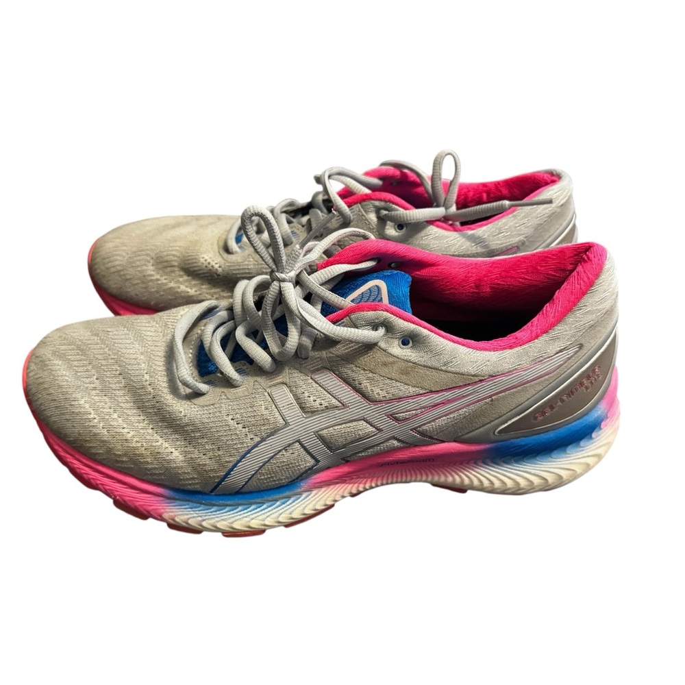 ASICS Gel Nimbus Women's Running Shoes - Gray, Blue, and Pink • Size 10